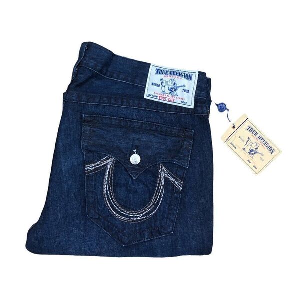 Brand New True Religion Jeans Size 40 BOOTCUT RAINBOW Blue - Picture 1 of 10